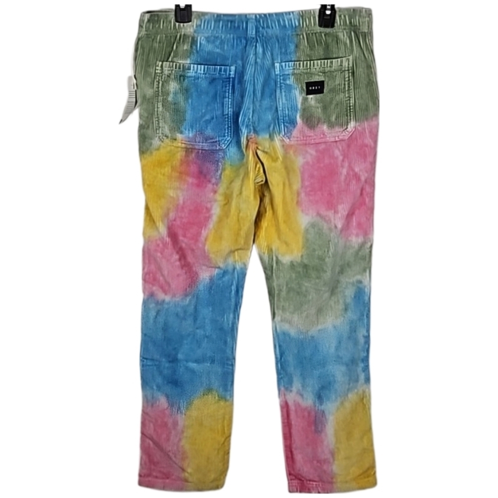 Obey Splash Corduroy Pants Multicolor Pink Blue Yellow Green - Picture 3 of 10